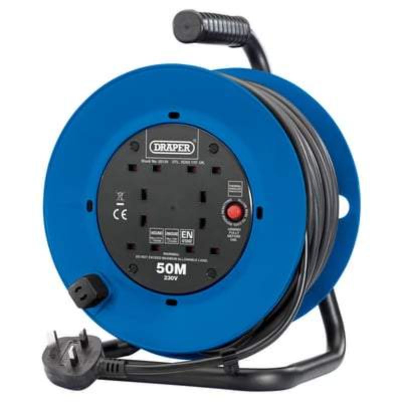 230V Four Socket Industrial Cable Reel - All Sizes