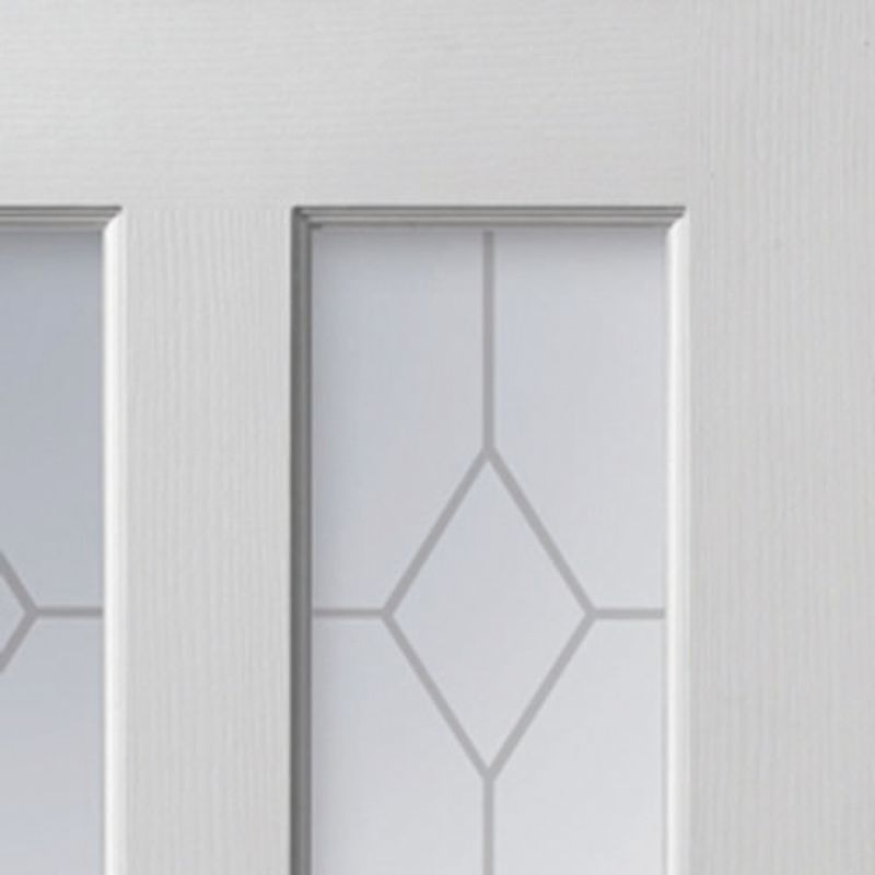 JB Kind White Textured Moulded Panel Canterbury 2 Light Glazed Internal Door 1981 X 762 X 35mm