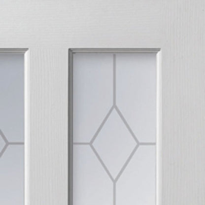 JB Kind White Textured Moulded Panel Canterbury 2 Light Glazed Internal Door 1981 X 838 X 35mm