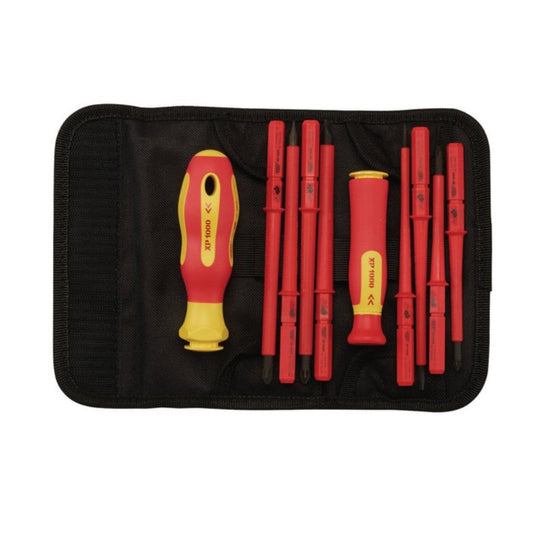 Ergo-Plus Fully Insulated Interchangeable Blade Screwdriver Set - (10 Piece)