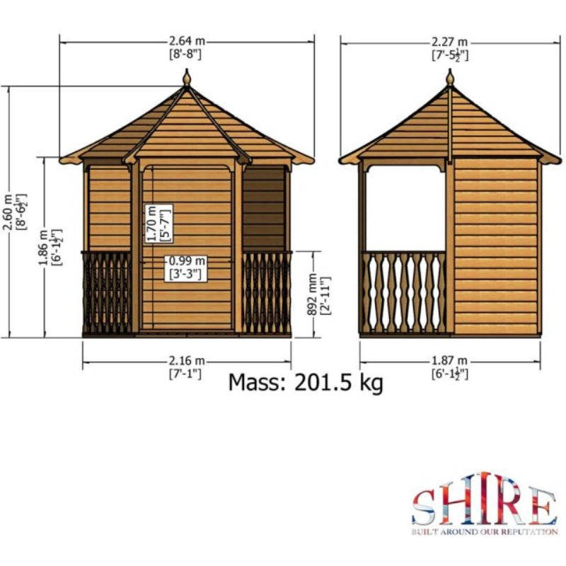 Shire 7 x 6 Pressure Treated Arbour 