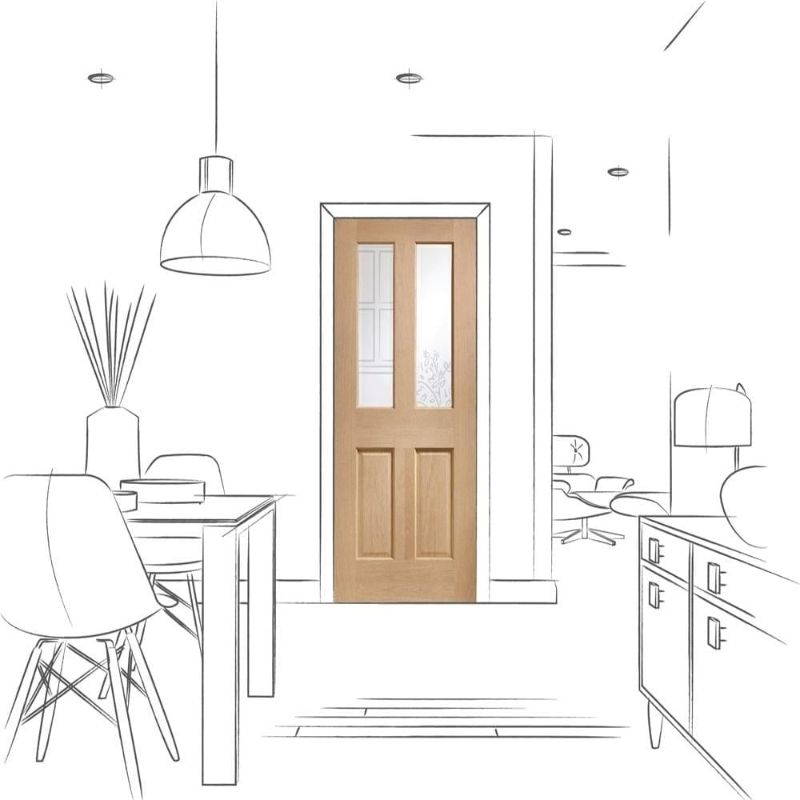 Image for XL Joinery Malton Internal Oak Door with Clear Bevelled Glass 1981 x 686 x 35mm (27")