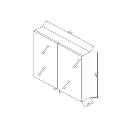 RAK Ceramics Delta Stainless Steel Double Cabinet with Mirrored Doors (H)600x(W)670x(D)120mm