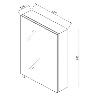 RAK Ceramics Cube Stainless Steel Single Cabinet with Single Mirrored Door (H)600x(W)400x(D)120mm