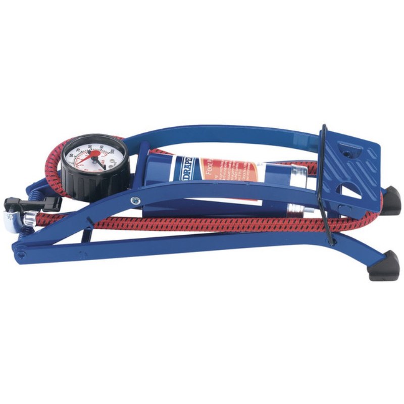 Draper Single Cylinder Foot Pump With Pressure Gauge