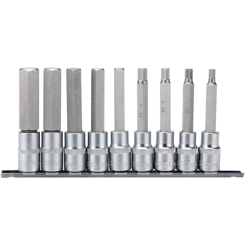 Draper Long Metric Hex Socket Bit Set - 1/2" Square Drive - (9 Pieces)