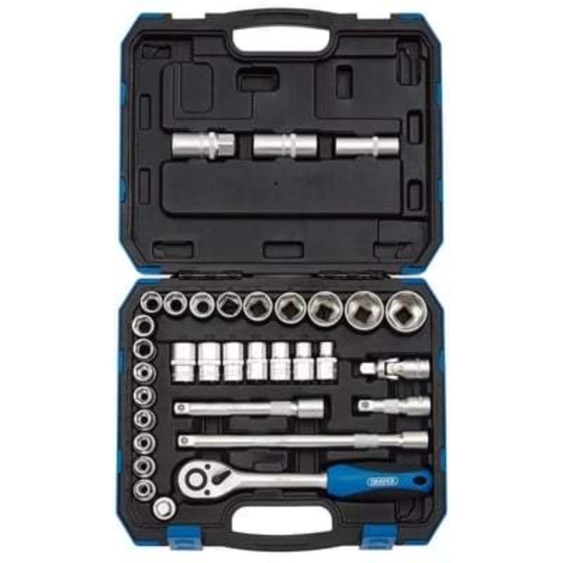 Draper Combined MM/AF Socket Set - 1/2" Square Drive - (33 Pieces)