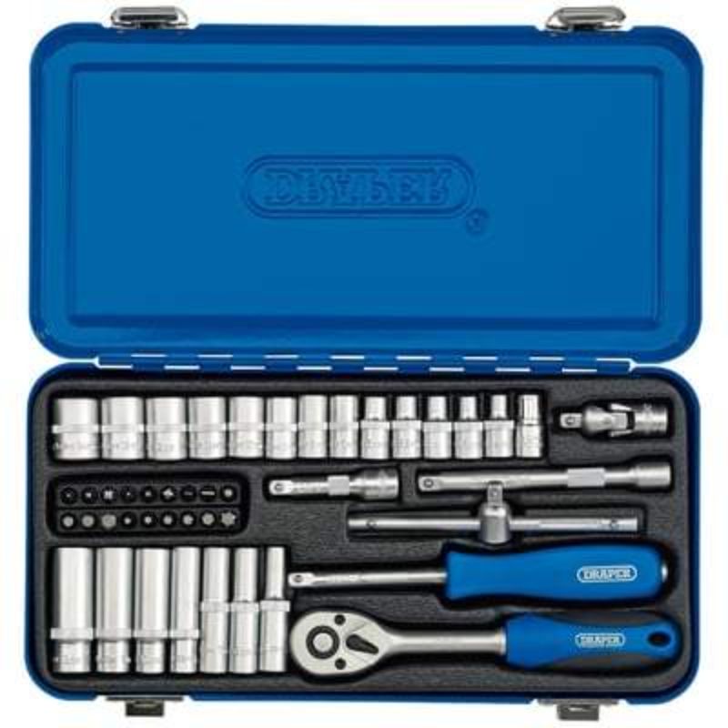 Draper Metric Socket Set In Metal Case - 1/4" Square Drive - (45 Pieces)