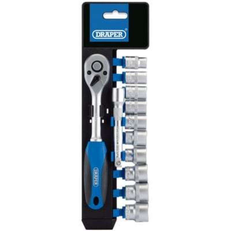 Draper Metric Socket and Ratchet Set - 3/8" Square Drive - (12 Pieces)