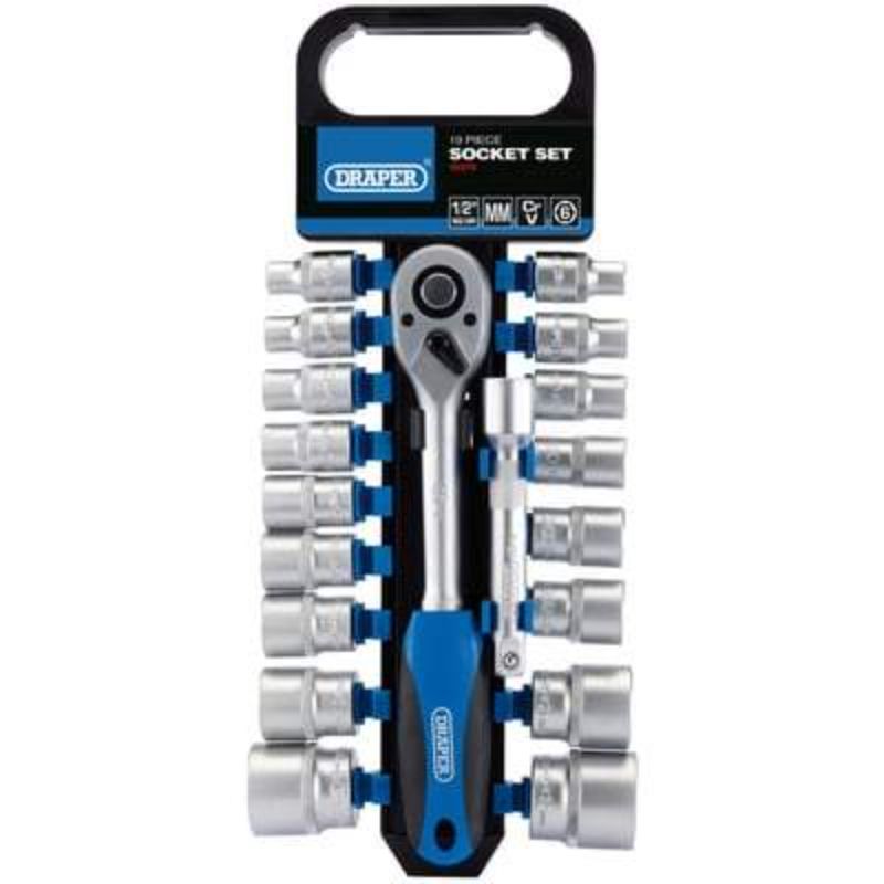 Draper Metric Socket and Ratchet Set - 1/2" Square Drive - (19 Pieces)