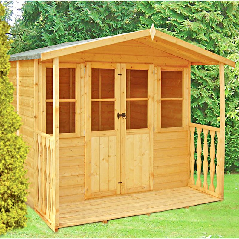 Shire Houghton Shiplap Summerhouse w/ Veranda - 7ft x 7ft