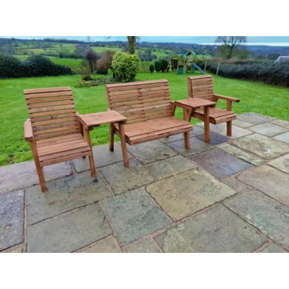 Churnet Valley 5 Seat Set (1 x 3 Seat Bench and 2 Chairs) Angled Tray