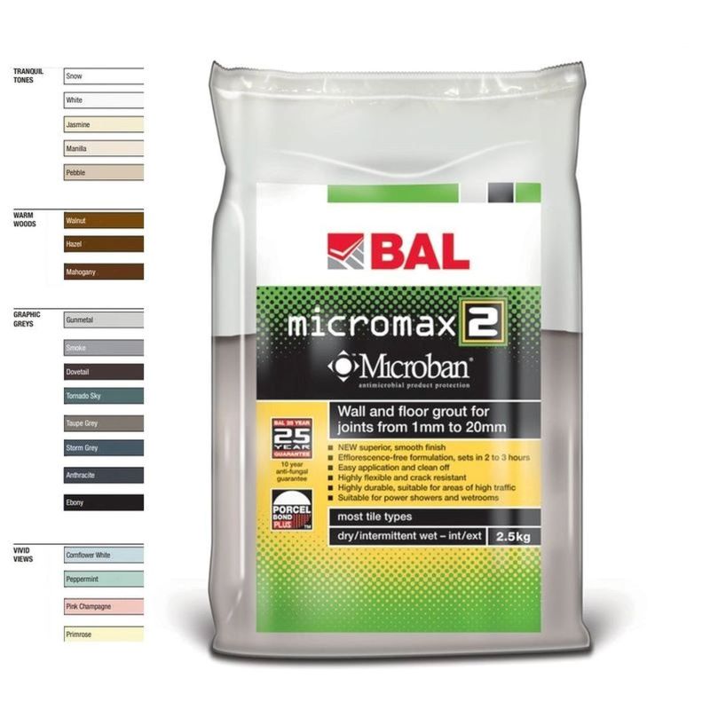 BAL Micromax 2 Rapid Set Floor Grout 5Kg- All Colours