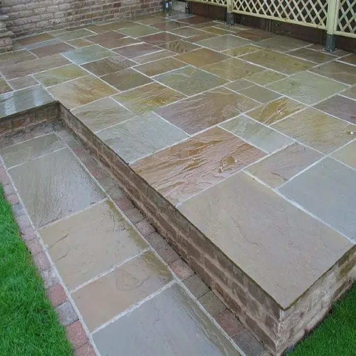 Traditional Raj Green Sandstone Paving Pack (19.50m2 - 66 Slabs / Mixed Pack)