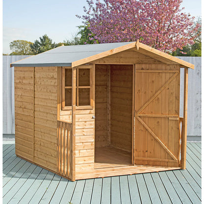 Shire Shiplap Single Door Apex Casita Shed - w/ Windows and Veranda