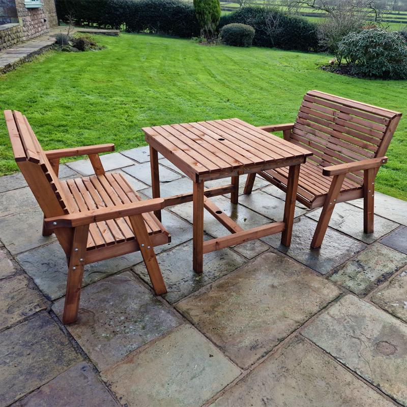 Churnet Valley 4 Seat Table Set (2 x 2 Seat Benches) 99cm Table