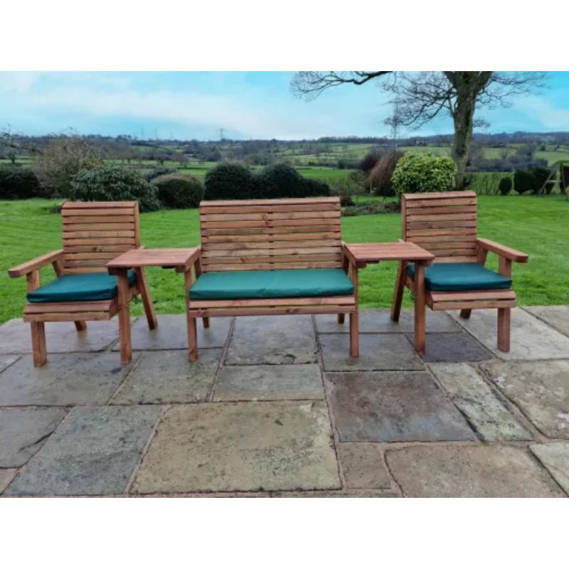 Churnet Valley 5 Seat Set (1 x 3 Seat Bench and 2 Chairs) Angled Tray