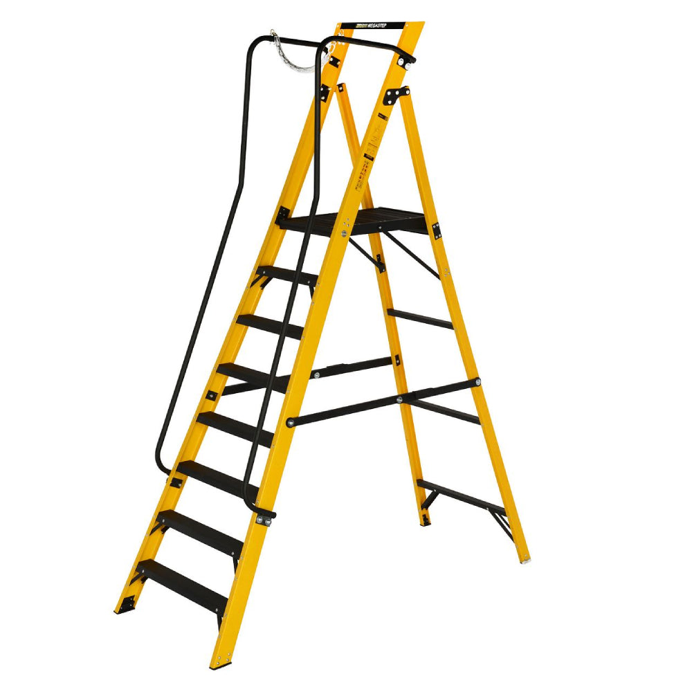 Image for Youngman 8 Tread Megastep Ladder with Handrails - EN 131