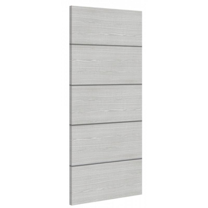 Deanta Flush Light Grey Ash Prefinished Internal Door With Dark Grey Horizontal Inlays