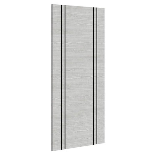 Deanta Flush Light Grey Ash Prefinished Internal Door With Dark Grey Vertical Inlays 1981 x 762 x 35mm