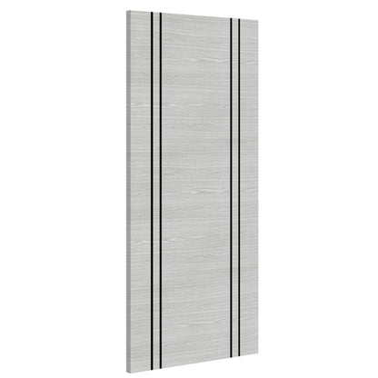 Deanta Flush Light Grey Ash Prefinished Internal Door With Dark Grey Vertical Inlays