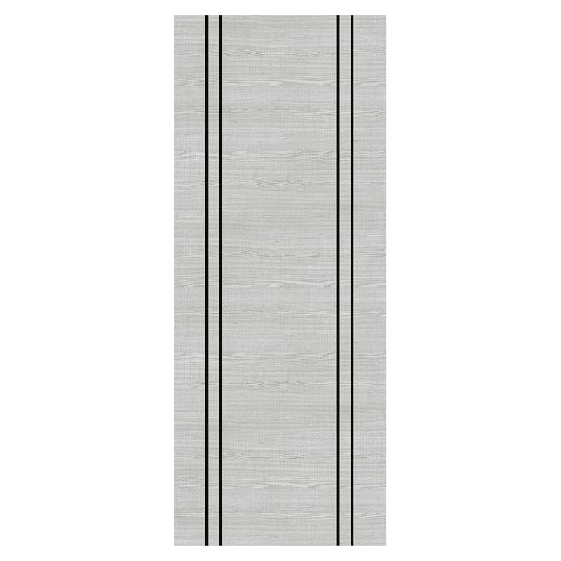 Deanta Flush Light Grey Ash Prefinished Internal Door With Dark Grey Vertical Inlays