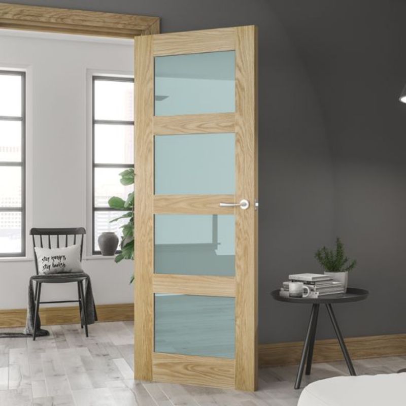 Image for Deanta Coventry Obscure Glazed Prefinished Interior Oak Door 1981 x 610 x 35mm