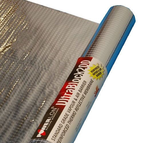 Image for Powerlon Ultrablock 200 Thermo Reflective VCL - 50m x 1.6m Roll