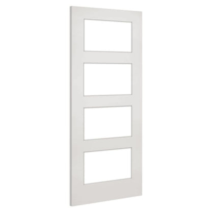 Deanta Internal White Primed Coventry 4L Clear Glass FD30 Fire Door