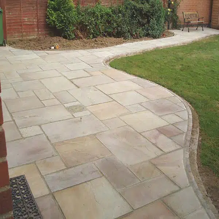 Traditional Rippon Buff Sandstone Paving Pack (19.50m2 - 66 Slabs / Mixed Pack)