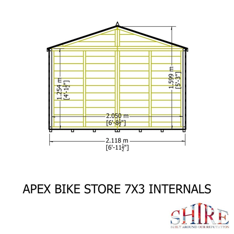 Shire 7 x 3 Shiplap Apex Bike Store w/ Floor