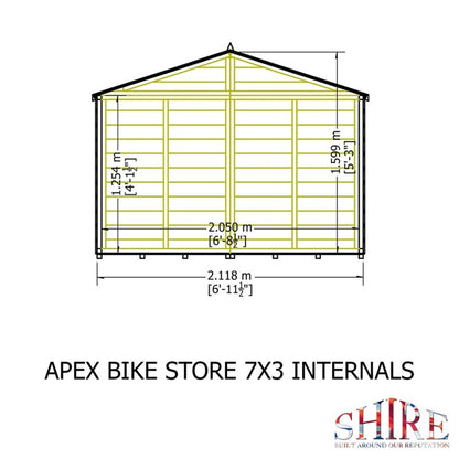 Shire 7 x 3 Shiplap Apex Bike Store w/ Floor