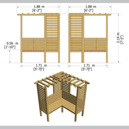 Shire 6 x 6 Pressure Treated Clematis Arbour 