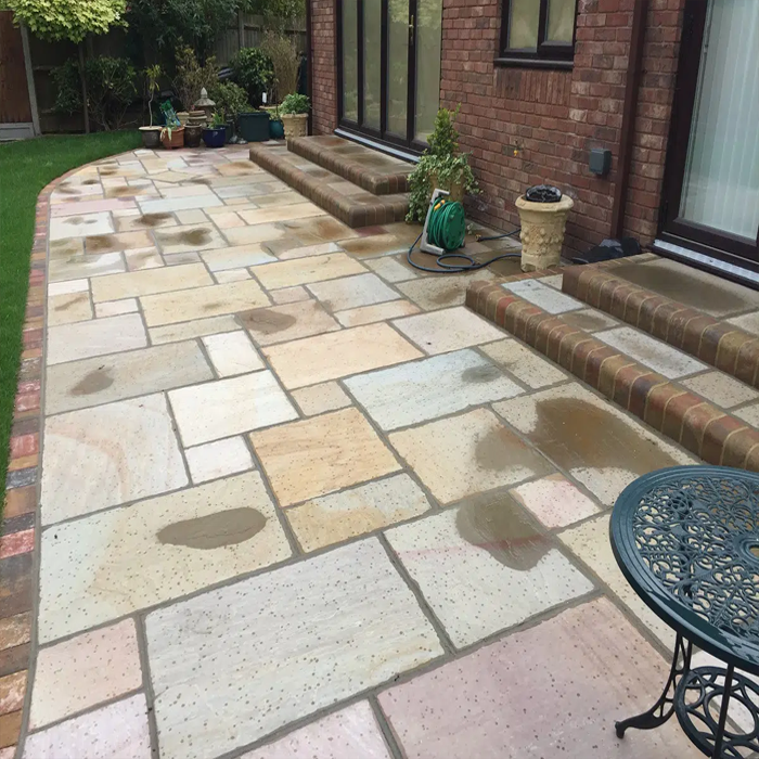 Traditional Rippon Buff Sandstone Paving Pack (19.50m2 - 66 Slabs / Mixed Pack)