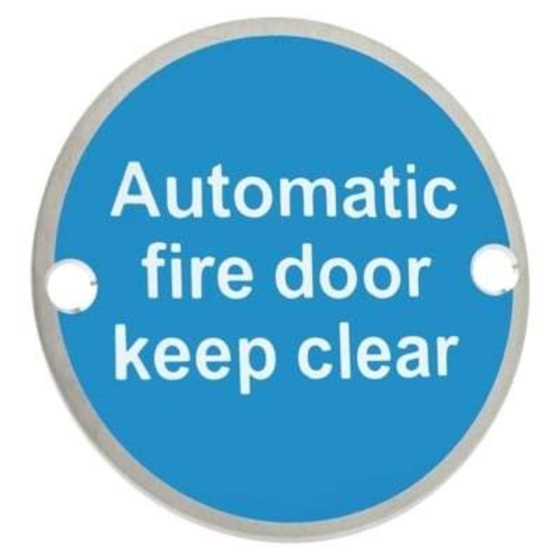 Sparka Satin Stainless Steel Automatic Fire Door Keep Clear Sign x 76mm (Pack of 2)