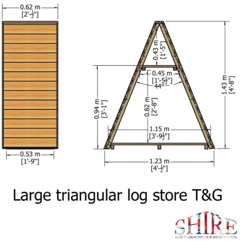 Shire Pressure Treated Tongue and Groove Large Triangular Log Store 