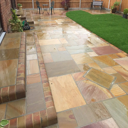 Traditional Rippon Buff Sandstone Paving Pack (19.50m2 - 66 Slabs / Mixed Pack)