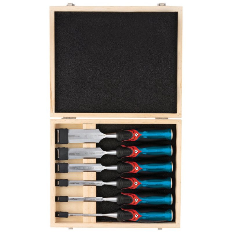 Draper Soft Grip Pund Thru Bevel Edge Wood Chisel Set (6 Piece)