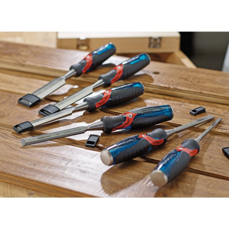 Draper Soft Grip Pund Thru Bevel Edge Wood Chisel Set (6 Piece)