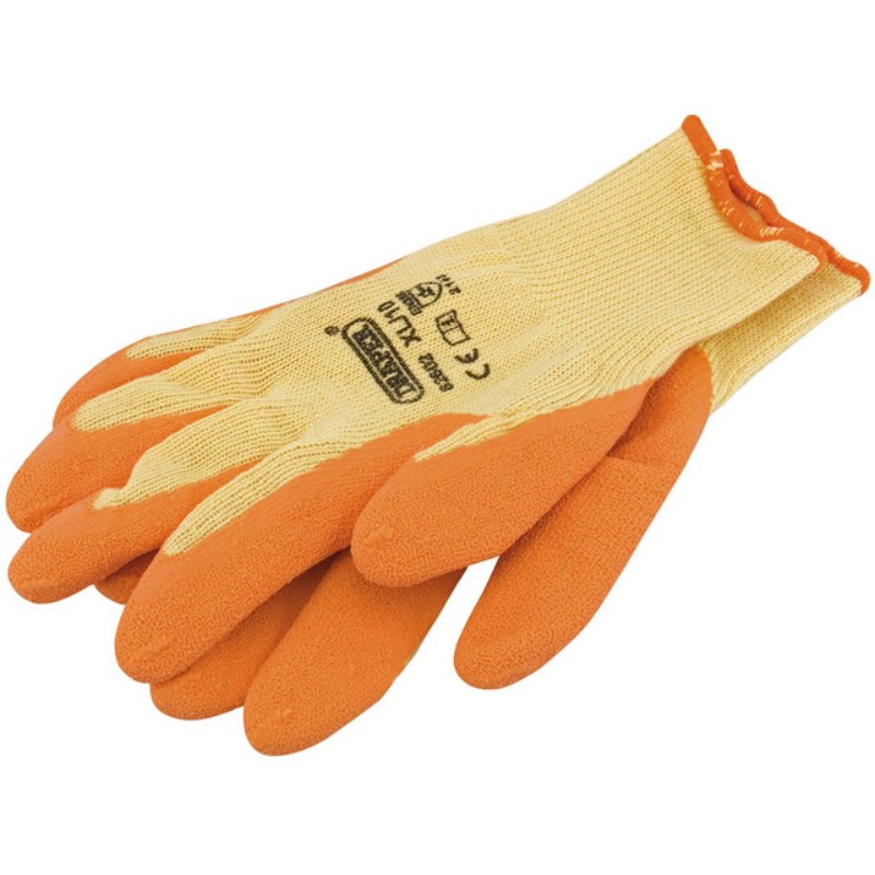 Orange Heavy Duty Latex Coated Work Gloves - Extra Large