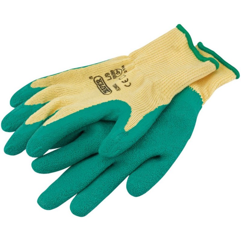 Green Heavy Duty Latex Coated Work Gloves - Large