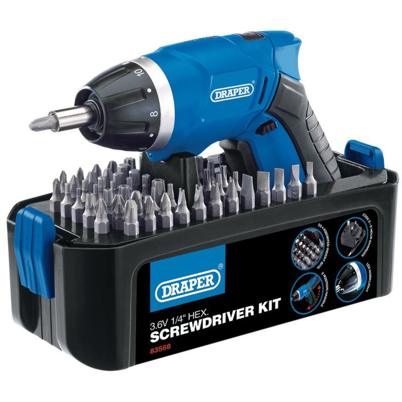 Draper 3.6V Cordless Li-Ion Screwdriver Kit