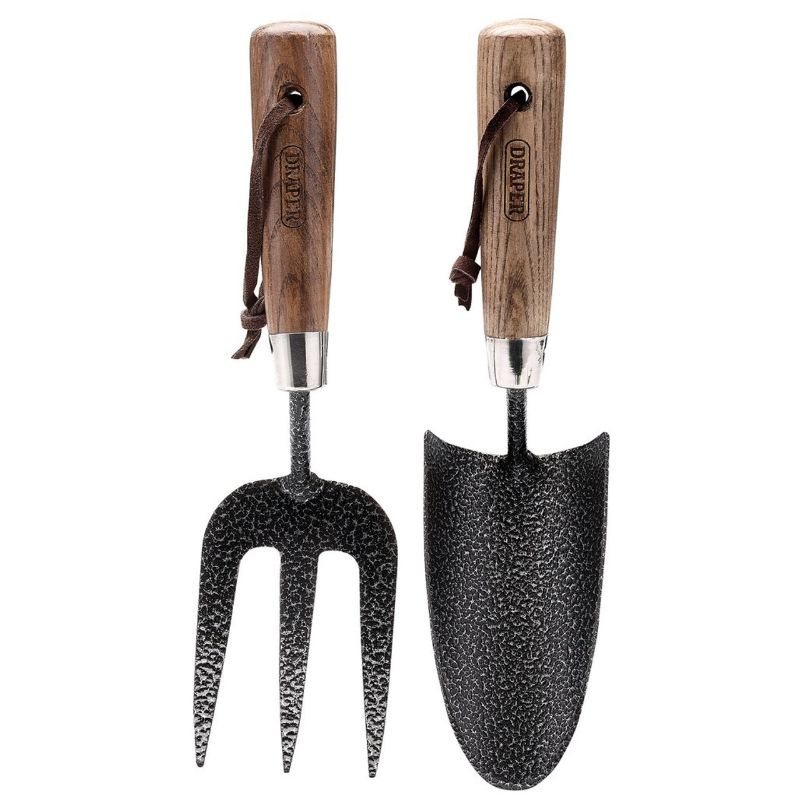 Draper Carbon Steel Heavy Duty Hand Fork and Trowel Set with Ash Handles