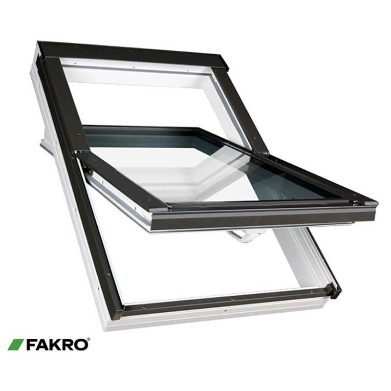 Fakro PTP-V 07 White PVC Centre Pivot Obscure Glazed Roof Window 78x140cm