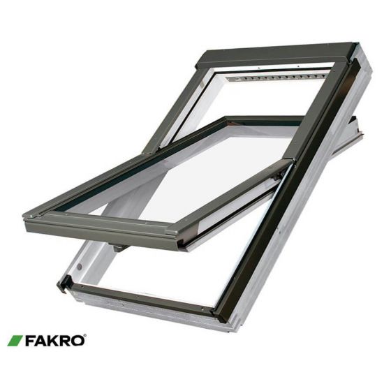 Fakro FTW-V 02 White Painted Centre Pivot Triple Glazed Roof Window 55x98cm