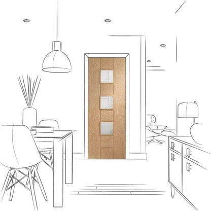 Image for XL Joinery Messina Pre-Finished Internal Oak Door with Clear Glass 1981 x 762 x 35mm (30")