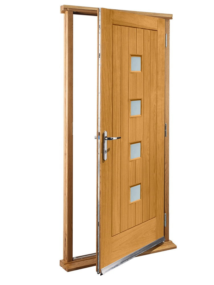 Image for XL Joinery Siena Pre-Finished Double Glazed External Oak Door with Obscure Glass