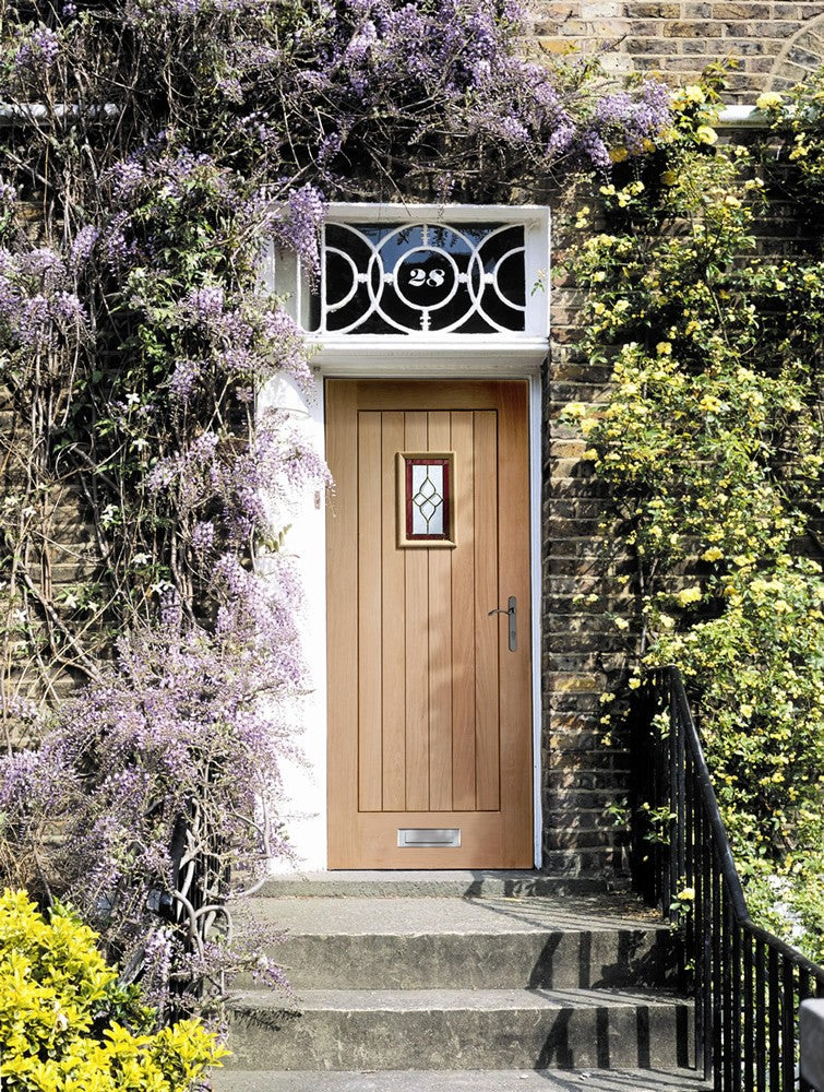 Image for XL Joinery Chancery Onyx Triple Glazed External Oak Door (M&T) with Brass Caming