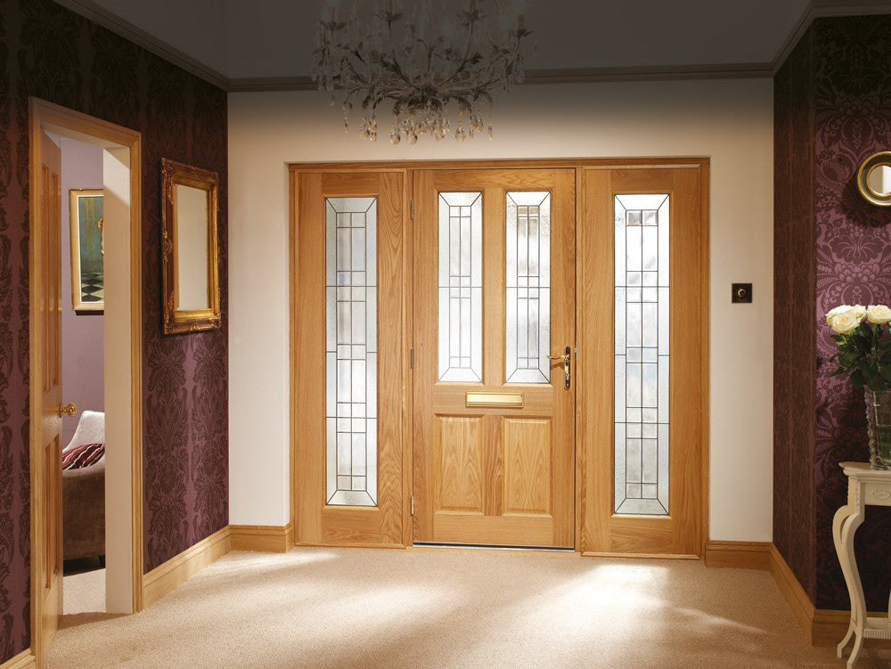 Image for XL Joinery Malton Diamond Triple Glazed External Oak Door (M&T) with Black Caming