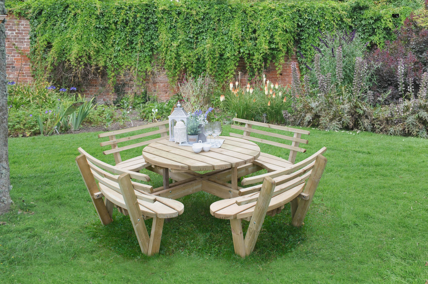 Image for Forest Circular Picnic Table with Seat Backs